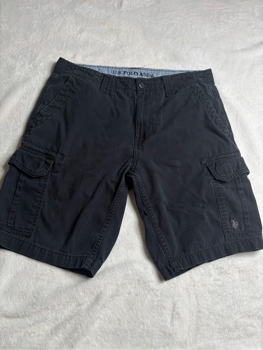 U.S. Polo Assn. Men's Black Cargo Shorts with Side Pockets